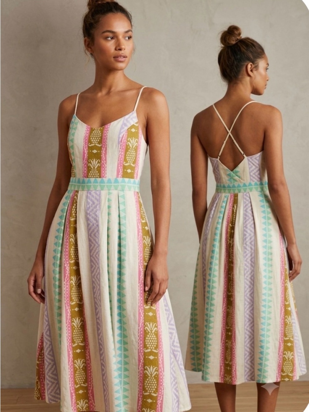 En Creme Dress Midi Sundress Cotton